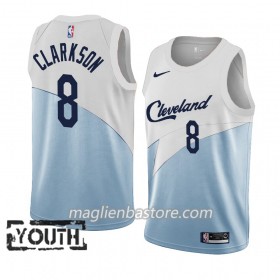 Maglia NBA Cleveland Cavaliers Jordan Clarkson 8 2018-19 Nike Blu Bianco Swingman - Bambino